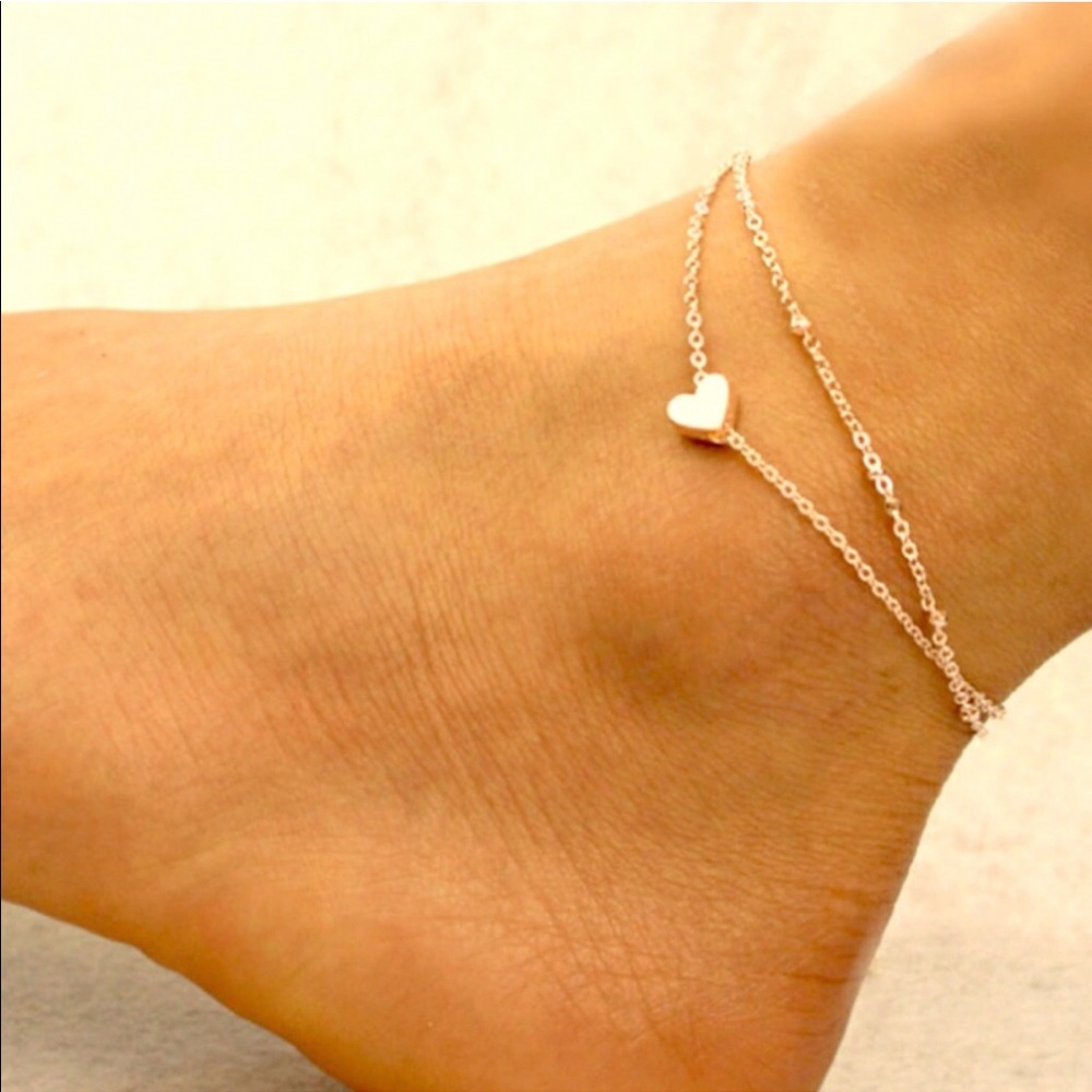Wraparound Gold Heart Ankle Bracelet